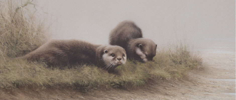 Otters - Original Pastel
